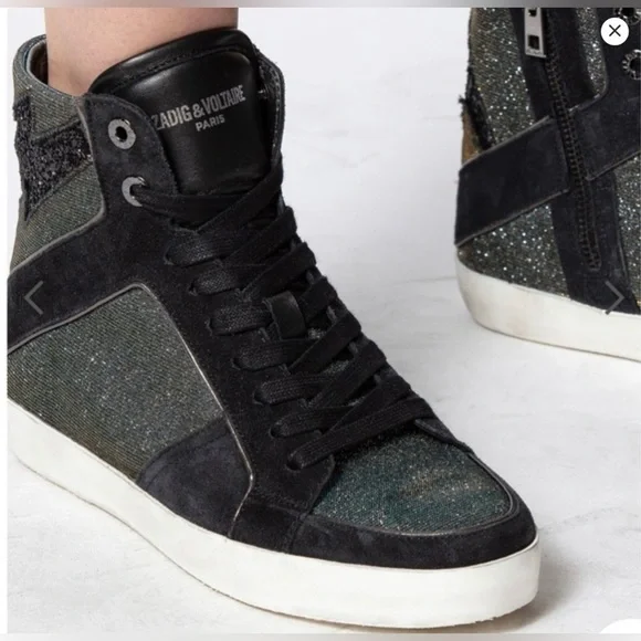 Zadig & Voltaire High Flash Shift Sparkle Leather Sneakers High T…​​​ - Picture 7 of 15